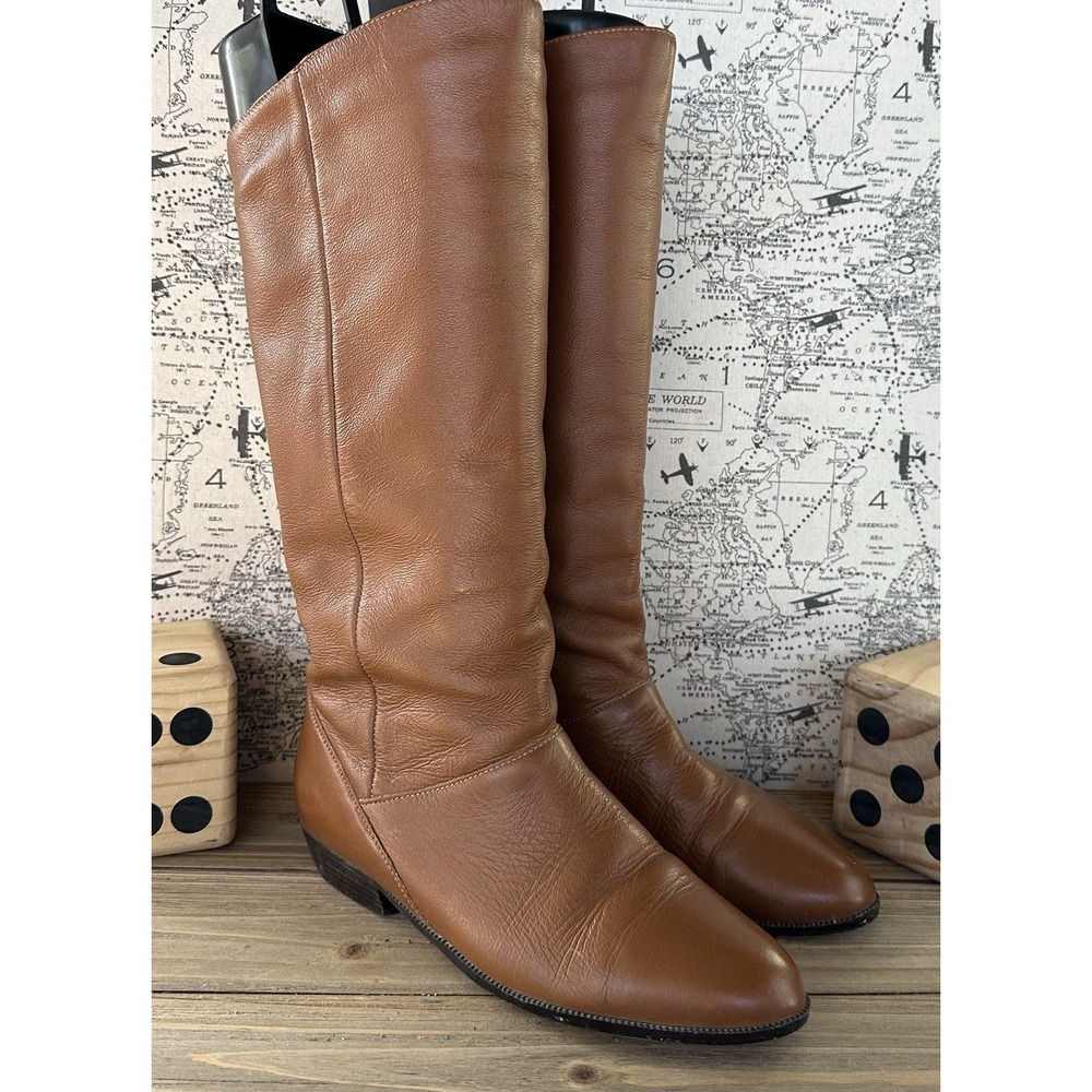 Leather Craft Niki Flat Boots Women's Sz 7 M Brown BOHO City Preppy